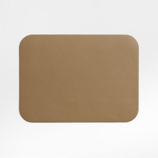 Rizzo Textured Easy Care Faux Leather Mushroom Rectangular Placemat