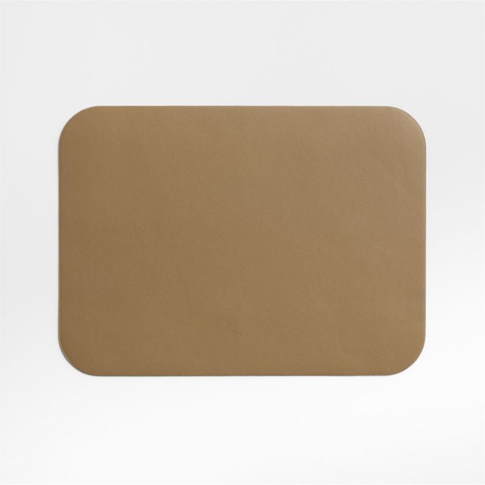Rizzo Textured Easy Care Faux Leather Mushroom Rectangular Placemat