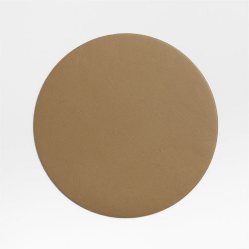 Rizzo Textured Easy Care Faux Leather Mushroom Round Placemat