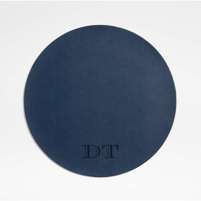 Rizzo Round Reversible Navy and Natural Faux Leather Placemat
