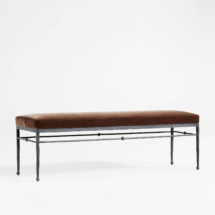 Rodin 60.75" Brown Velvet Bench by Athena Calderone