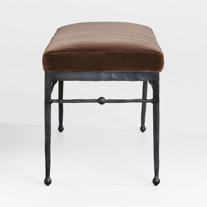 Rodin 60.75" Brown Velvet Bench by Athena Calderone