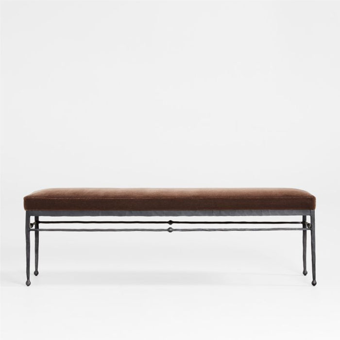 Rodin 60.75" Brown Velvet Bench by Athena Calderone