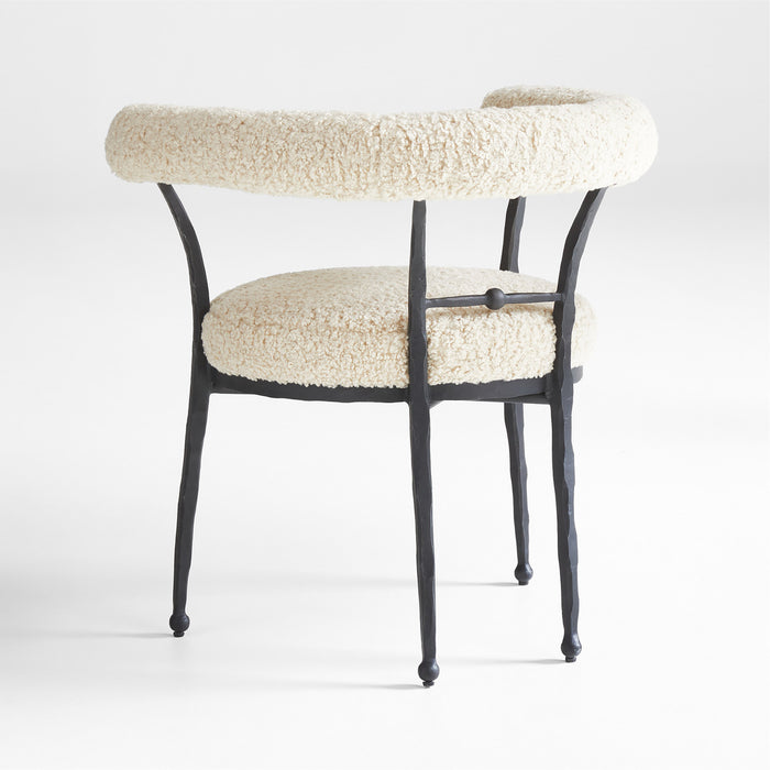 Rodin White Boucle Dining Accent Chair by Athena Calderone