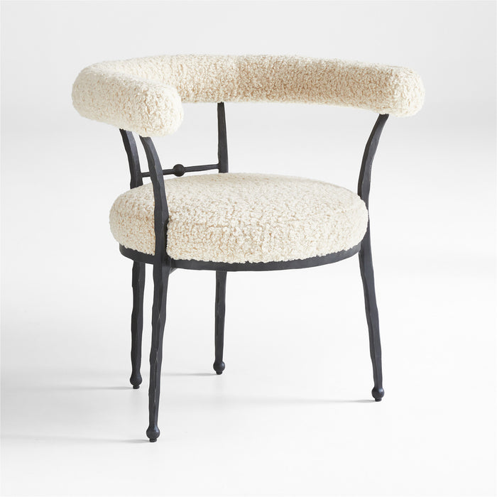 Rodin White Boucle Dining Accent Chair by Athena Calderone