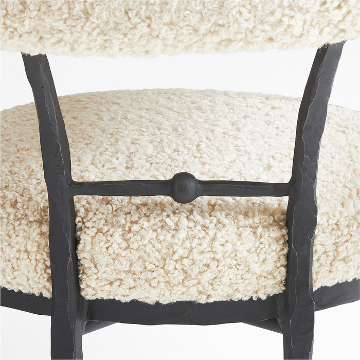 Rodin White Boucle Dining Accent Chair by Athena Calderone