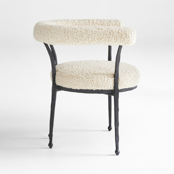 Rodin White Boucle Dining Accent Chair by Athena Calderone