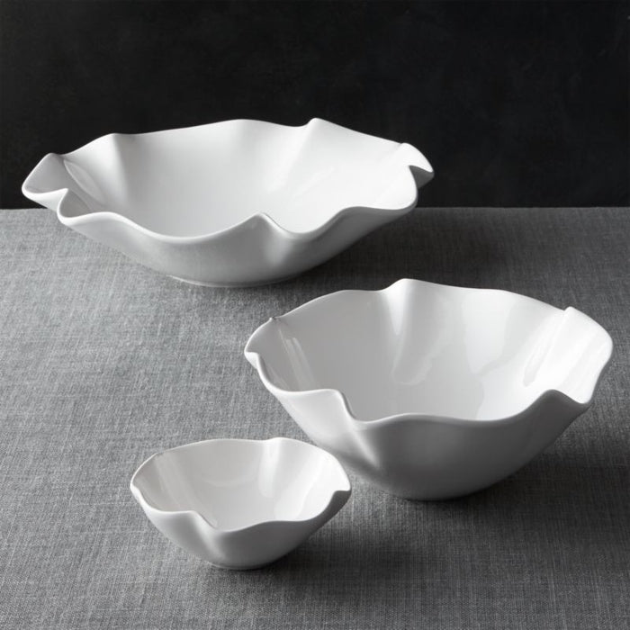 White Ruffle 11" Small Bowl