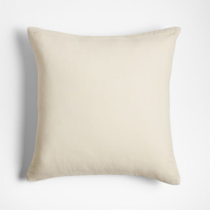 Ruched Jacquard Organic Cotton 20"x20" Travertine Beige Throw Pillow Cover
