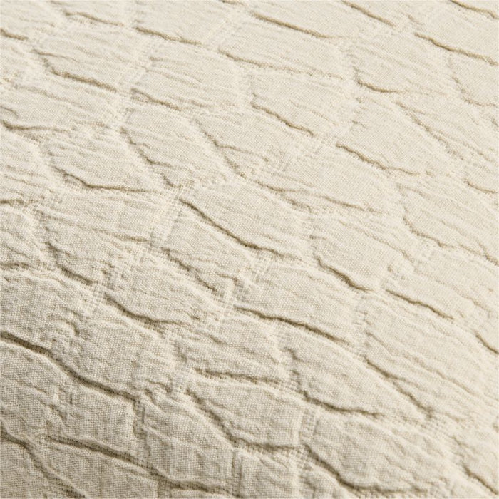 Ruched Jacquard Organic Cotton 20"x20" Travertine Beige Throw Pillow Cover