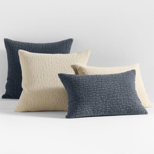 Ruched Jacquard Organic Cotton 20"x20" Travertine Beige Throw Pillow Cover