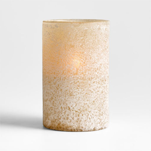Warm Ivory Sandblasted Small Hurricane Candle Holder 11"