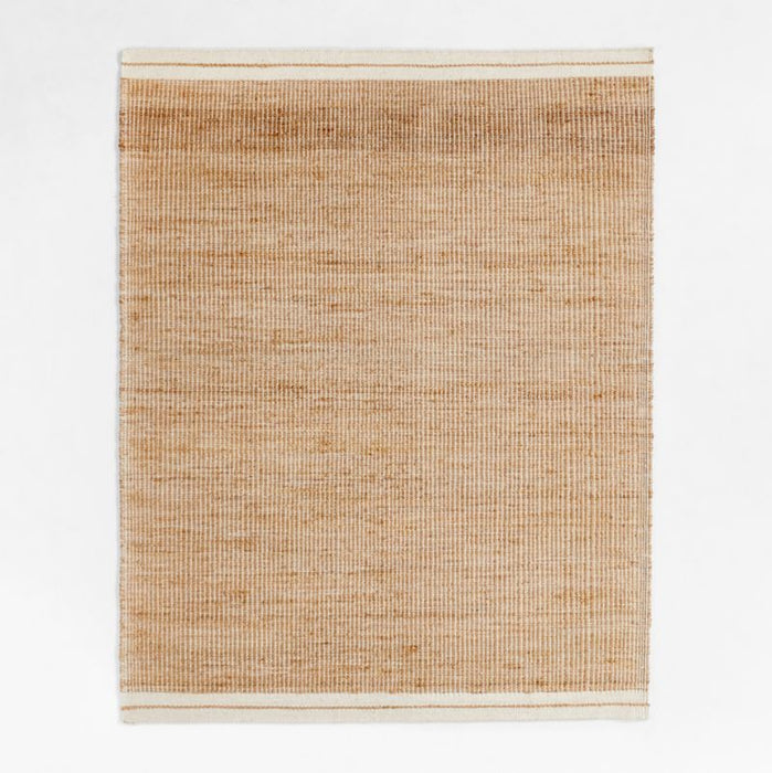 Santa Cruz Jute/Wool Blend Handwoven Cream Border Area Rug 9'x12'