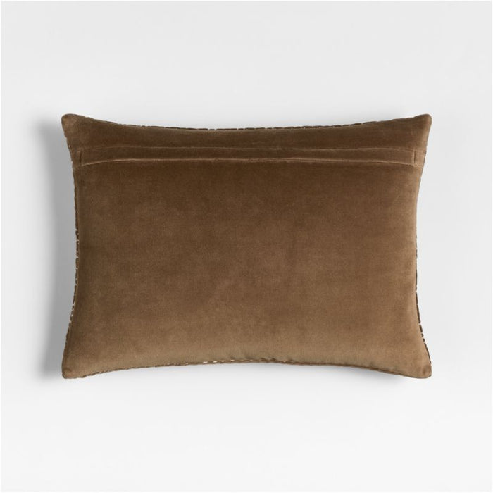 Sashiko Organic Cotton Velvet 22"x15" Chocolate Brown Throw Pillow Cover