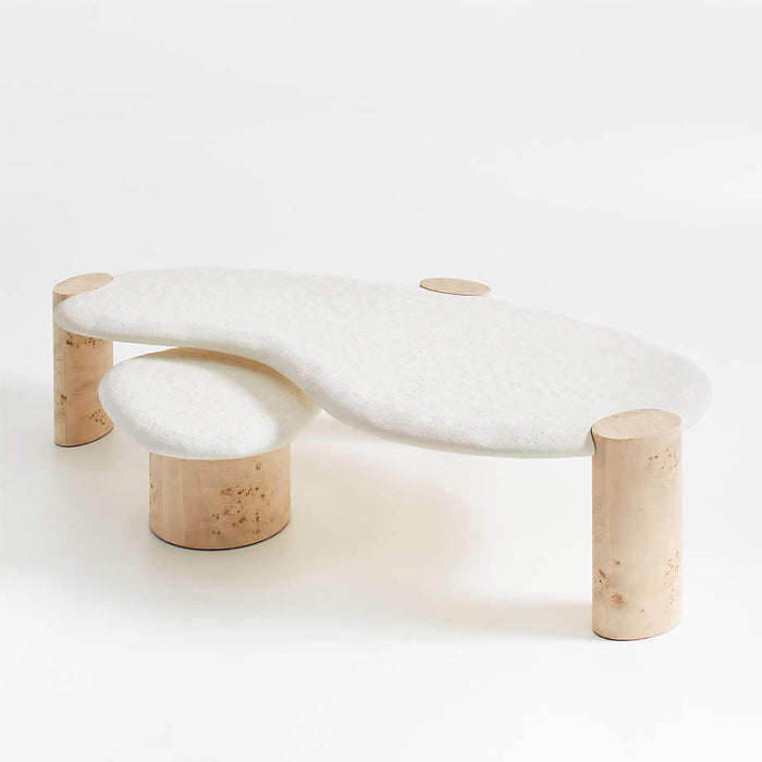 Sassolino Concrete and Burl Wood Coffee Table by Athena Calderone