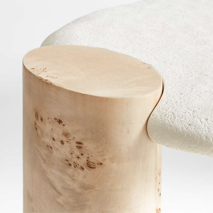 Sassolino Concrete and Burl Wood Coffee Table by Athena Calderone