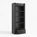 Siena 34" Black Wood 4-Shelf Storage Bookcase with Drawer