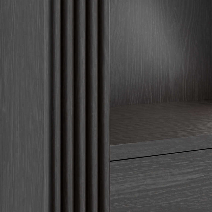 Siena 34" Black Wood 4-Shelf Storage Bookcase with Drawer