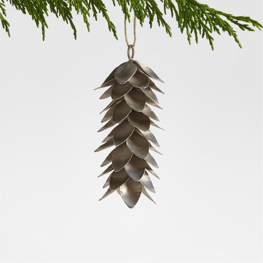 Silver Metal Pinecone Christmas Tree Ornament
