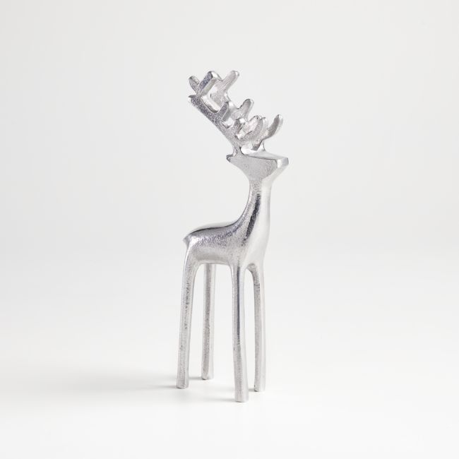 Silver Holiday Reindeer Decoration 9"