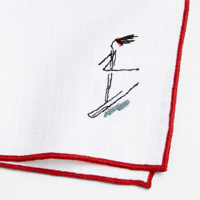 Skier Icon Cocktail Napkin, Set of 4