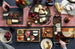 Slate and Wood Serving Board with Bowls