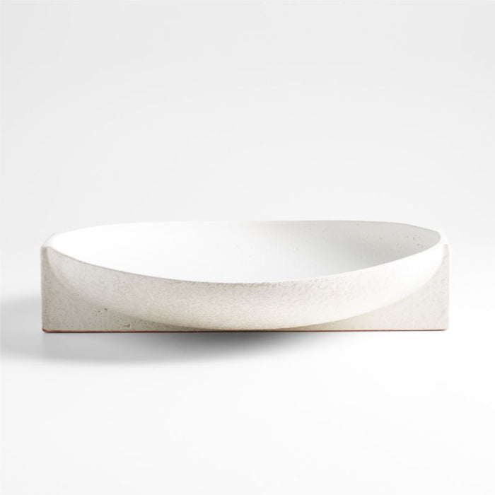 Soren White Ceramic Decorative Bowl 16"