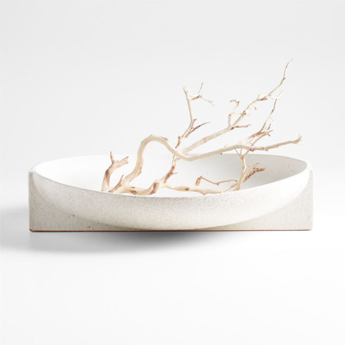 Soren White Ceramic Decorative Bowl 16"
