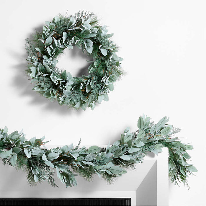 Faux Spruce and Eucalyptus Holiday Garland 6'