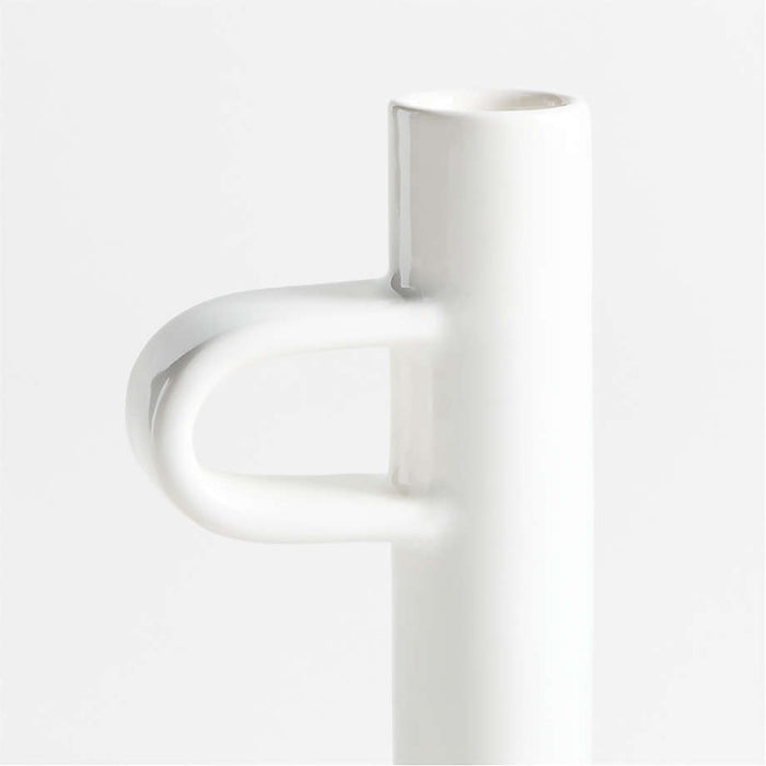 Sutton White Ceramic Taper Candle Holder