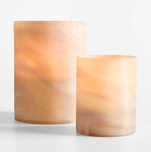 Small Marbled Glass Hurricane Candle Holder 5.5"