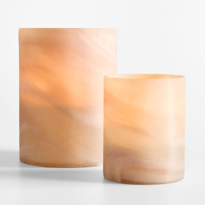 Small Marbled Glass Hurricane Candle Holder 5.5"