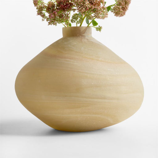 Sydney Cream Marbled Glass Vase 12.5"