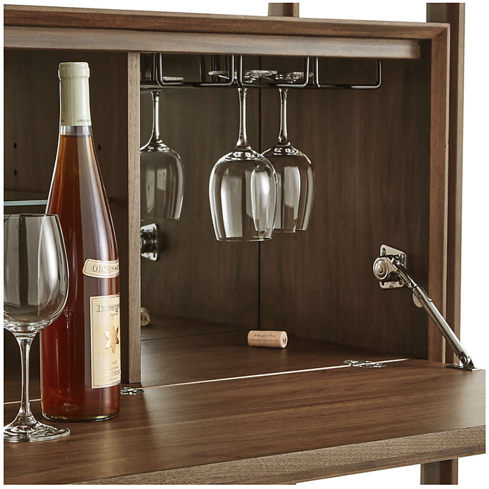 Tate 36" Walnut Bookcase Bar Cabinet