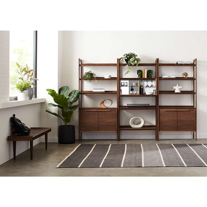 Tate 36" Walnut Wood 3-Shelf Storage Bookcase Cabinet