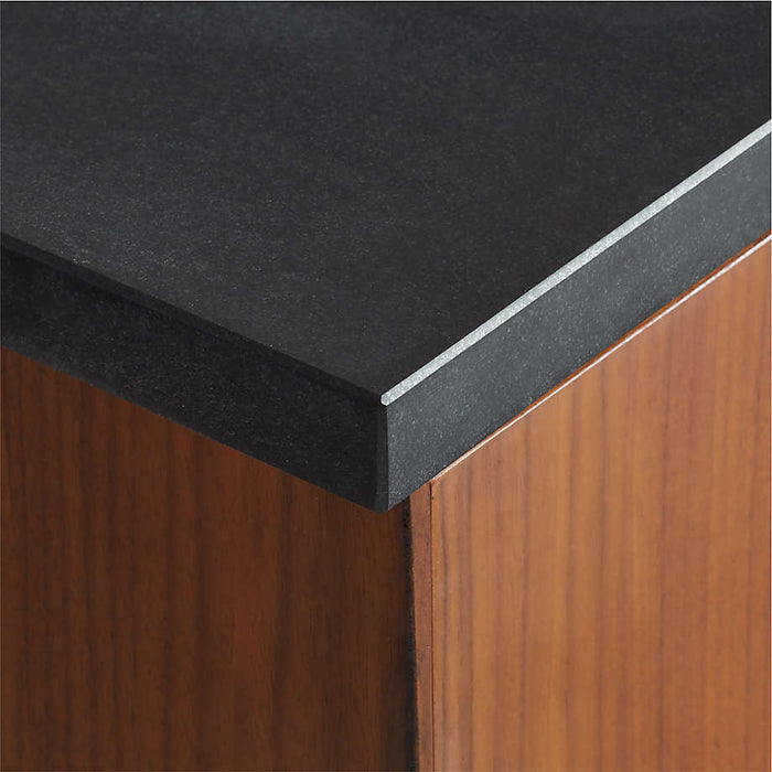 Tate 60" Black Granite Top Double Sink Vanity with Walnut Wood Doors