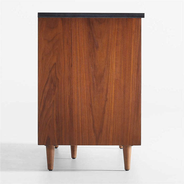 Tate 60" Black Granite Top Double Sink Vanity with Walnut Wood Doors