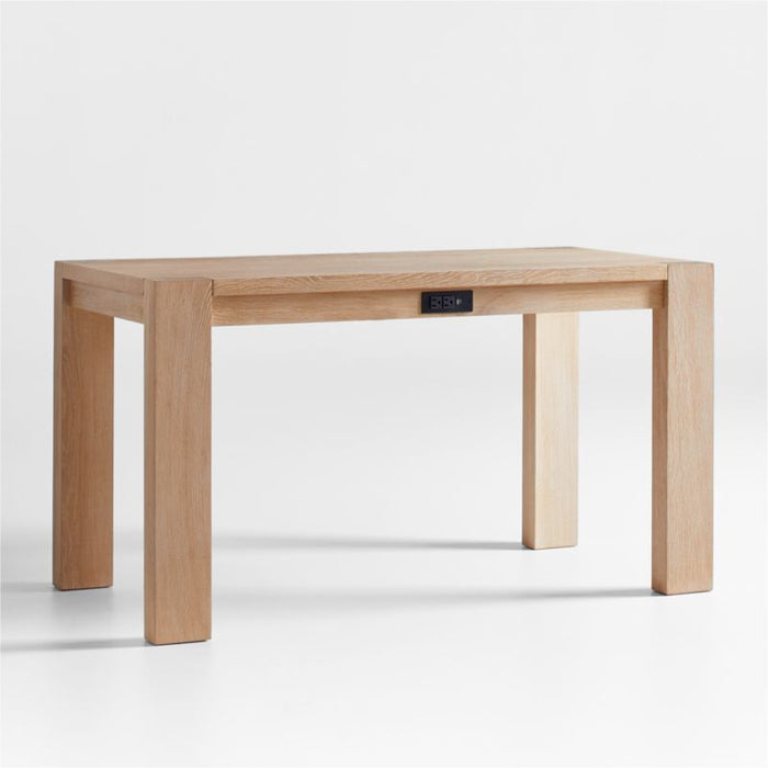 Terra 54" Natural White Oak Wood Desk with Power Outlets