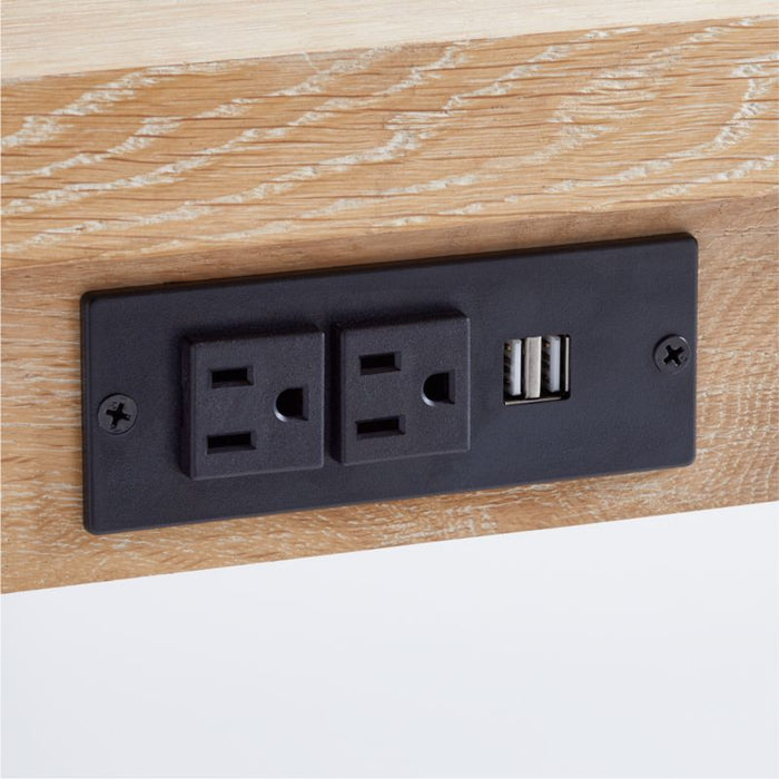 Terra 54" Natural White Oak Wood Desk with Power Outlets