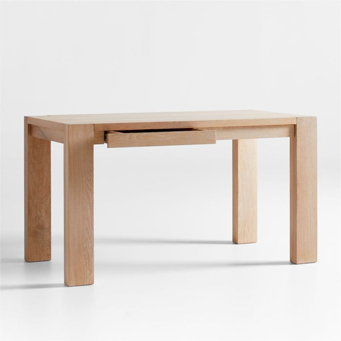 Terra 54" Natural White Oak Wood Desk with Power Outlets