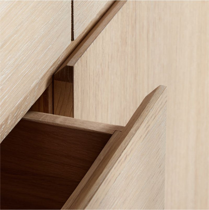 Terra 78" Marble Top and Natural Oak Wood Kitchen Island with Storage