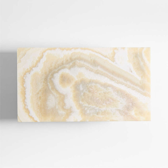 Terranea Onyx Marble and Brass Metal 54" Rectangular Coffee Table with Wicker Shelf