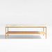 Terranea Onyx Marble and Brass Metal 54" Rectangular Coffee Table with Wicker Shelf