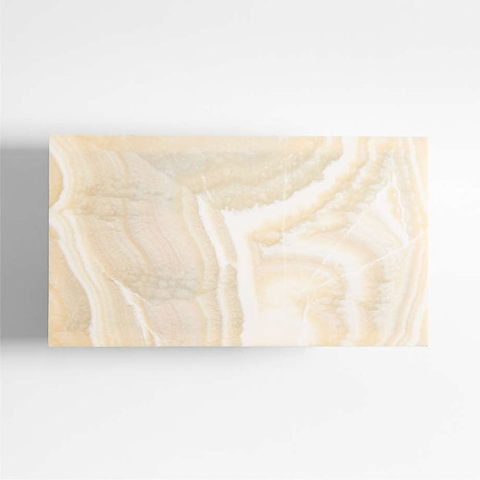 Terranea Onyx Marble and Brass Metal 54" Rectangular Coffee Table with Wicker Shelf