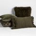 Chunky Woven Wool Fringe 22"x15" Burnt Green Throw Pillow Cover