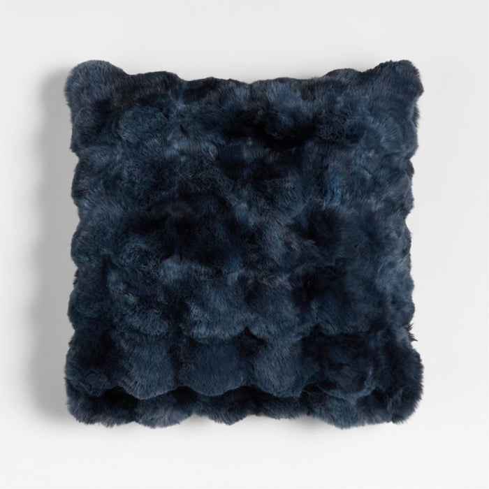 Textured Faux Fur 20"x20" Deep Indigo Throw Pillow Cover