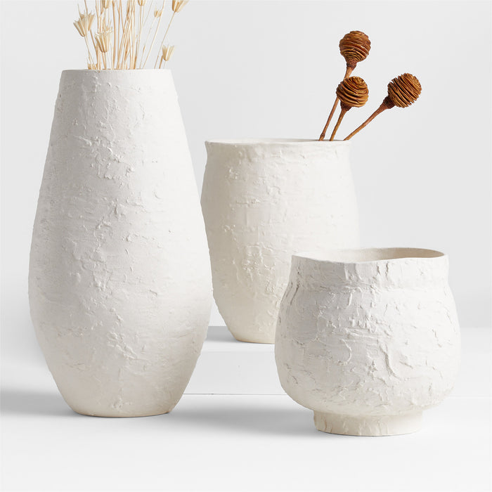 White Textured Ceramic Vase 11"