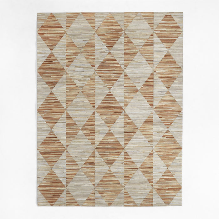 Toulon Cowhide Diamond Checkered Beige Area Rug 6'x9'