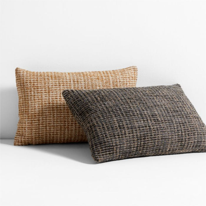 Tricote Tweed 22"x15" Copper Yellow Multi Throw Pillow Cover by Athena Calderone