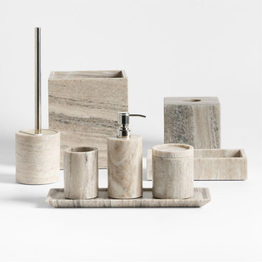 Tuscan Beige Marble Bathroom Canister